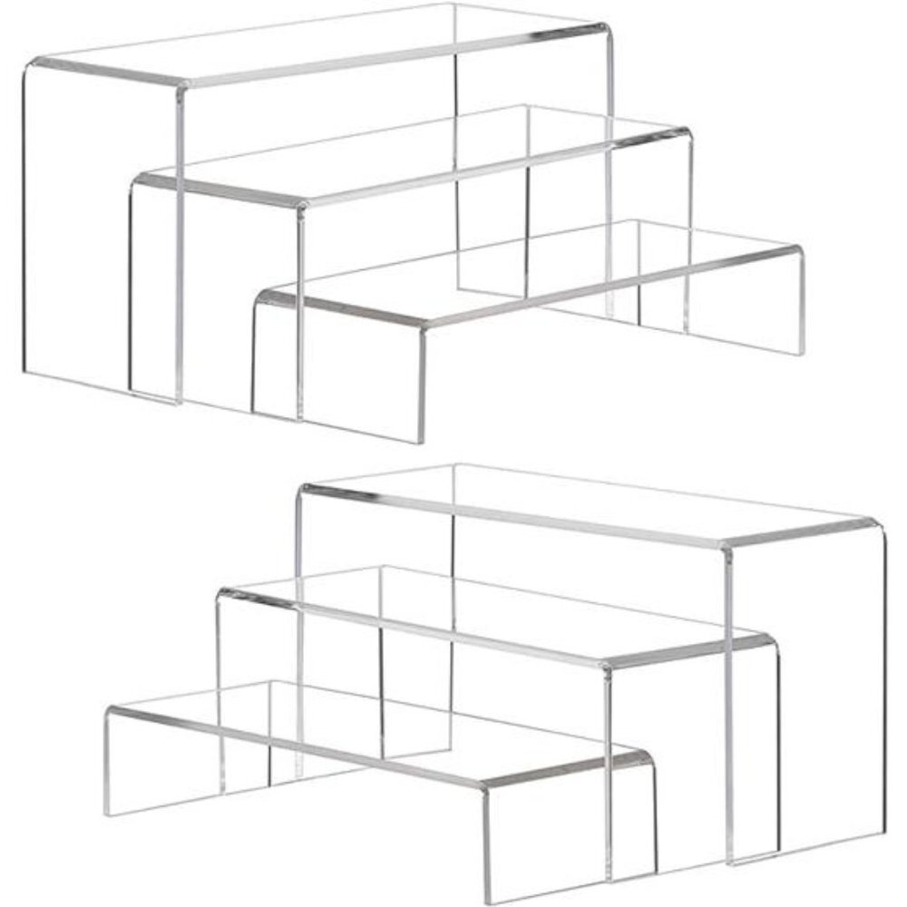 Display Risers, 6 Pcs Rectangular Clear Acrylic Showcase Collectibles Display